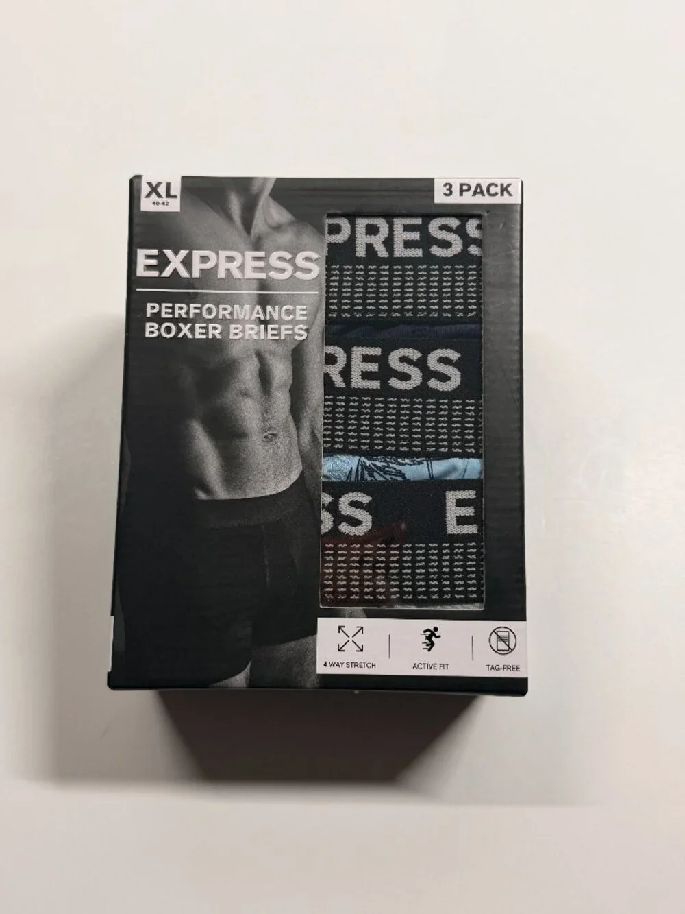 NWT Express Perfomance Microfiber Boxer Briefs - XL - Multi Colors - 3 Pack